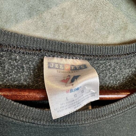 Vintage 90s Jerzees Blank Sweatshirt Mens Sz L Dark Gray Pullover Round Neck - Picture 9 of 9